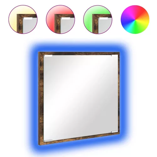 LED Fürdőszoba Tükör Füstölt tölgy 40 x 8,5 x 37 cm Faanyag