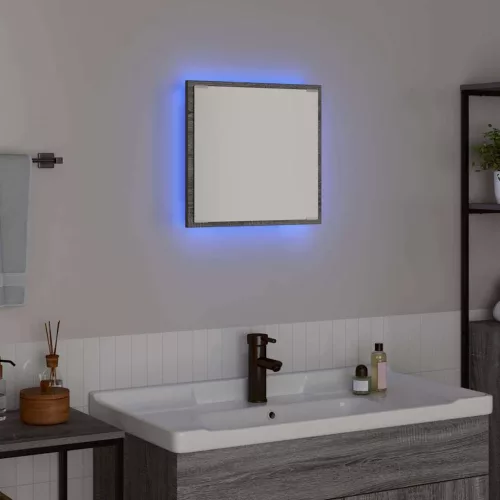 LED Fürdőszoba Tükör Szürke Sonoma 40 x 8,5 x 37 cm Faanyag