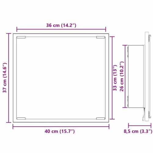 LED Fürdőszoba Tükör Szürke Sonoma 40 x 8,5 x 37 cm Faanyag