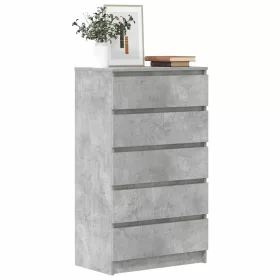 Betonszürke szerelt fa fiókos szekrény 60 x 36 x 103 cm