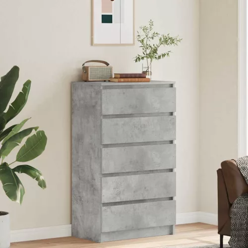 Betonszürke szerelt fa fiókos szekrény 60 x 36 x 103 cm
