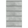 Betonszürke szerelt fa fiókos szekrény 60 x 36 x 103 cm