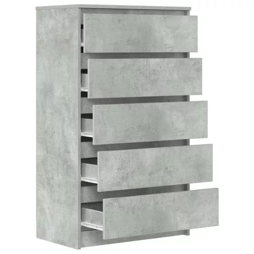 Betonszürke szerelt fa fiókos szekrény 60 x 36 x 103 cm