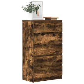   Füstös tölgy szerelt fa fiókos szekrény 60 x 36 x 103 cm