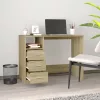 Sonoma tölgy színű szerelt fa íróasztal fiókokkal 102x50x76 cm