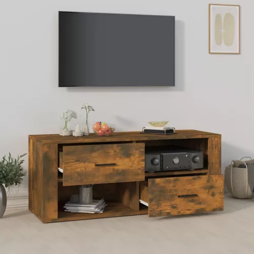 Füstös tölgy színű szerelt fa TV-szekrény 100 x 35 x 40 cm