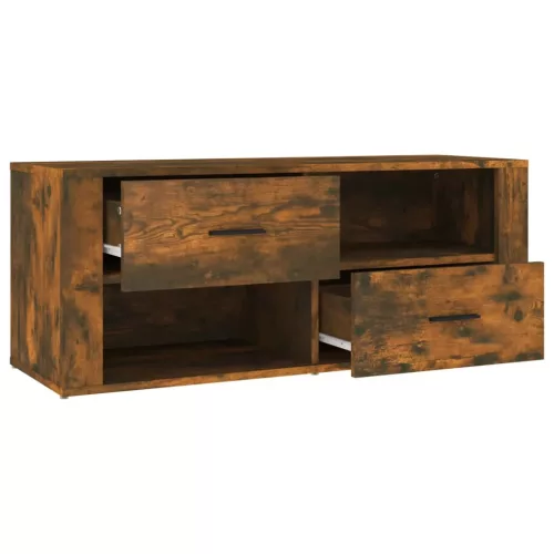 Füstös tölgy színű szerelt fa TV-szekrény 100 x 35 x 40 cm