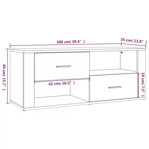 Füstös tölgy színű szerelt fa TV-szekrény 100 x 35 x 40 cm