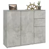 Betonszürke szerelt fa tálalószekrény 91x29,5x75 cm
