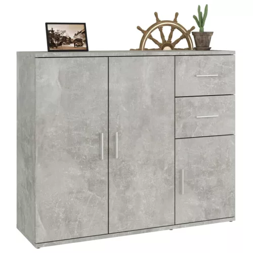 Betonszürke szerelt fa tálalószekrény 91x29,5x75 cm