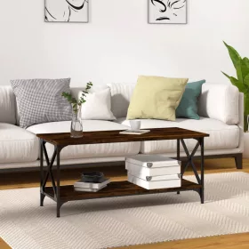   Füstös tölgy szerelt fa és vas dohányzóasztal 100 x 45 x 45 cm