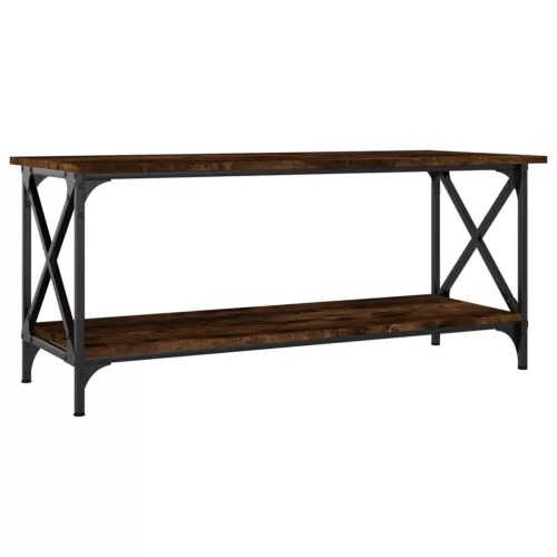 Füstös tölgy szerelt fa és vas dohányzóasztal 100 x 45 x 45 cm
