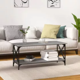   Szürke sonoma szerelt fa és vas dohányzóasztal 100 x 45 x 45 cm