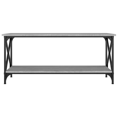Szürke sonoma szerelt fa és vas dohányzóasztal 100 x 45 x 45 cm