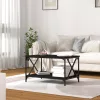 Fekete szerelt fa és vas dohányzóasztal 80 x 50 x 45 cm