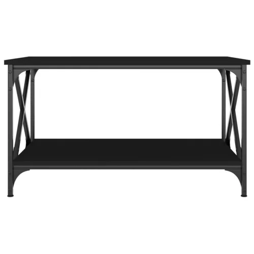 Fekete szerelt fa és vas dohányzóasztal 80 x 50 x 45 cm