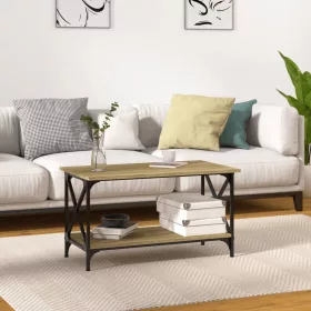   Sonoma tölgy színű szerelt fa és vas dohányzóasztal 80x45x45 cm