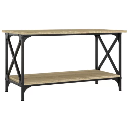 Sonoma tölgy színű szerelt fa és vas dohányzóasztal 80x45x45 cm