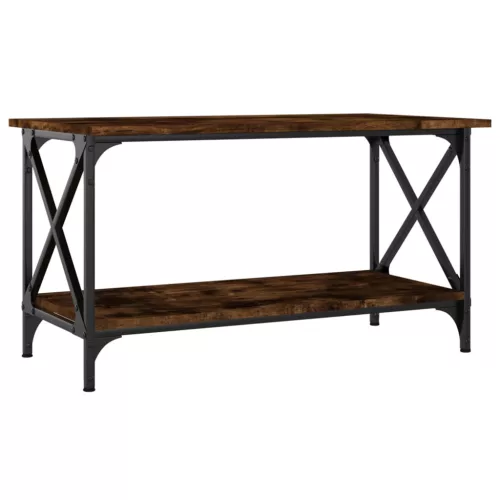 Füstös tölgy színű szerelt fa és vas dohányzóasztal 80x45x45 cm