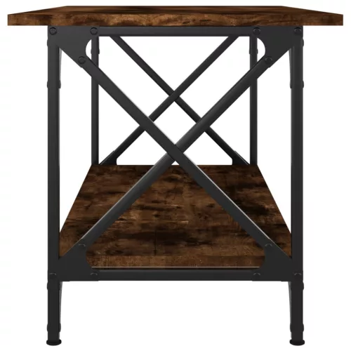 Füstös tölgy színű szerelt fa és vas dohányzóasztal 80x45x45 cm