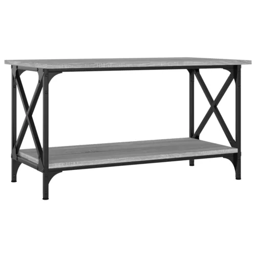 Szürke sonoma szerelt fa és vas dohányzóasztal 80 x 45 x 45 cm
