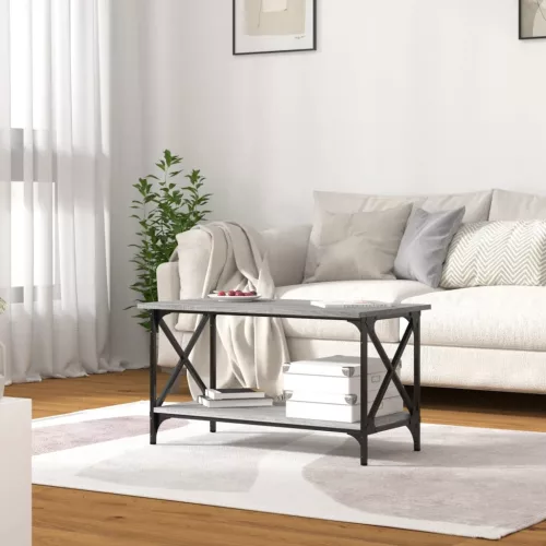 Szürke sonoma szerelt fa és vas dohányzóasztal 80 x 45 x 45 cm