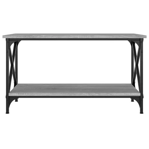 Szürke sonoma szerelt fa és vas dohányzóasztal 80 x 45 x 45 cm