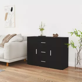 Fekete szerelt fa tálalószekrény 91 x 29,5 x 65 cm
