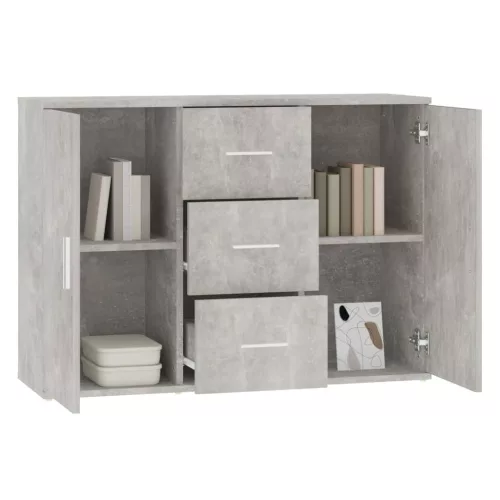 Betonszürke szerelt fa tálalószekrény 91x29,5x65 cm