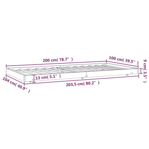 Fehér tömör fenyőfa ágy matrac nélkül 100 x 200 cm