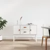 Fehér tömör fenyőfa tálalószekrény 110 x 40 x 78 cm