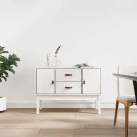 Fehér tömör fenyőfa tálalószekrény 110 x 40 x 78 cm
