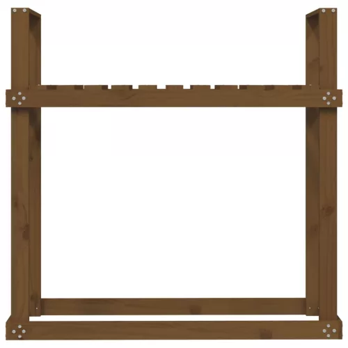 Mézbarna tömör fenyőfa tűzifatartó állvány 110 x 35 x 108,5 cm