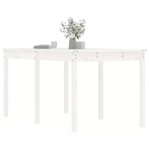 Fehér tömör fenyőfa kerti asztal 159,5 x 82,5 x 76 cm
