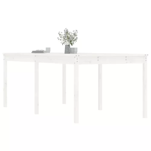 Fehér tömör fenyőfa kerti asztal 203,5 x 100 x 76 cm