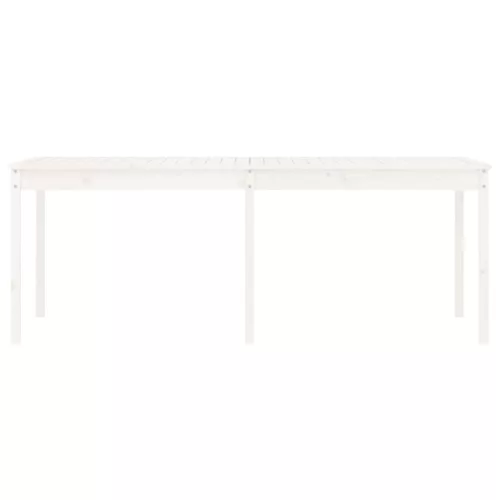 Fehér tömör fenyőfa kerti asztal 203,5 x 100 x 76 cm