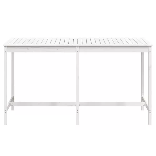 Fehér tömör fenyőfa kerti asztal 203,5x90x110 cm