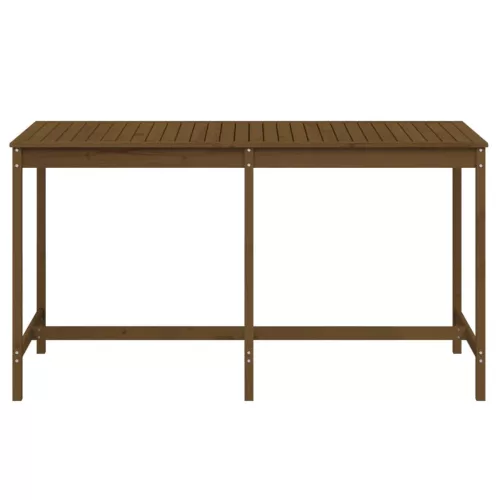 Mézbarna tömör fenyőfa kerti asztal 203,5x90x110 cm