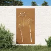 Virágmintás corten acél kerti faldísz 105 x 55 cm