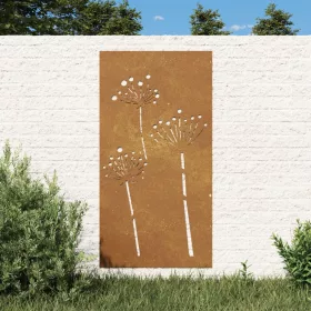 Virágmintás corten acél kerti faldísz 105 x 55 cm