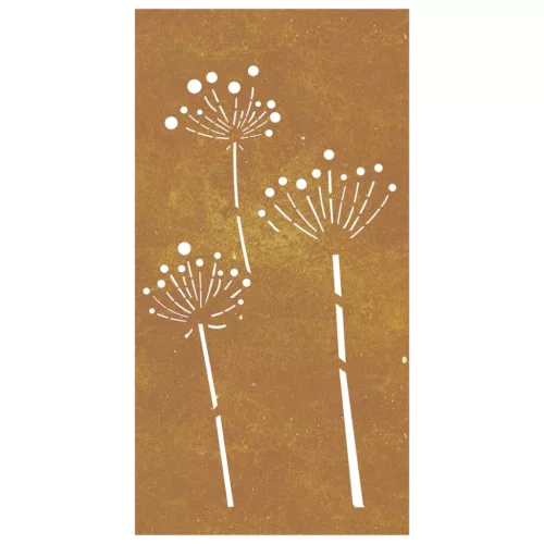 Virágmintás corten acél kerti faldísz 105 x 55 cm