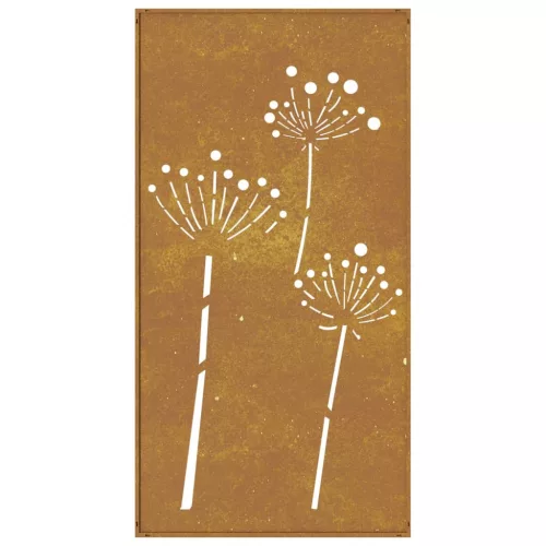 Virágmintás corten acél kerti faldísz 105 x 55 cm
