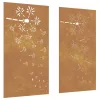 2 db virágmintás corten acél kerti faldísz 105 x 55 cm