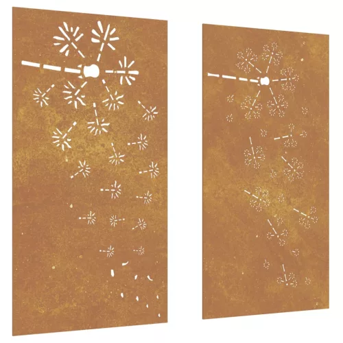 2 db virágmintás corten acél kerti faldísz 105 x 55 cm