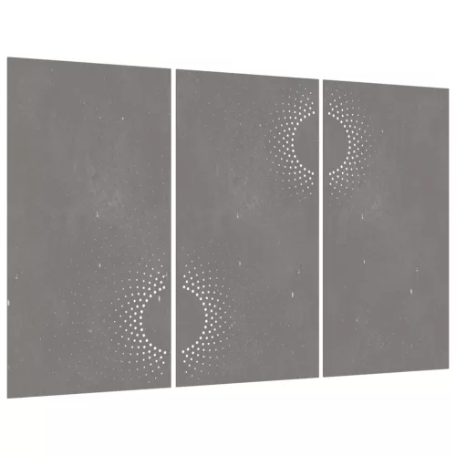 3 db napmintás corten acél kerti faldísz 105 x 55 cm