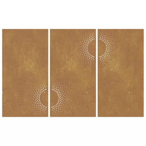 3 db napmintás corten acél kerti faldísz 105 x 55 cm