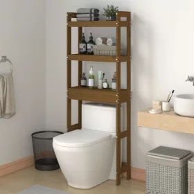   Mézbarna tömör fenyőfa fürdőszoba állvány 63x26x171 cm