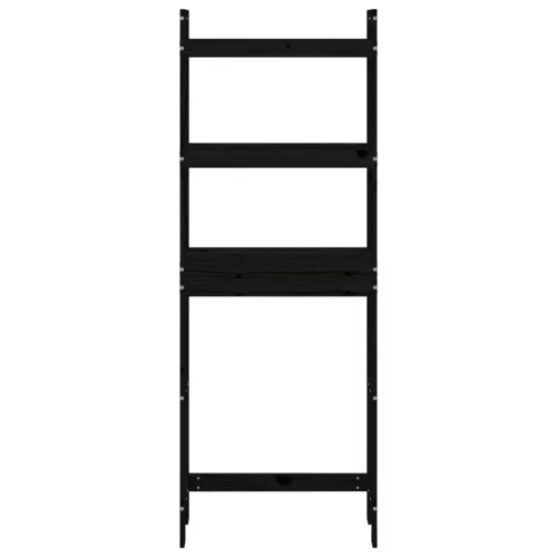 Fekete tömör fenyőfa fürdőszoba állvány 63x26x171 cm
