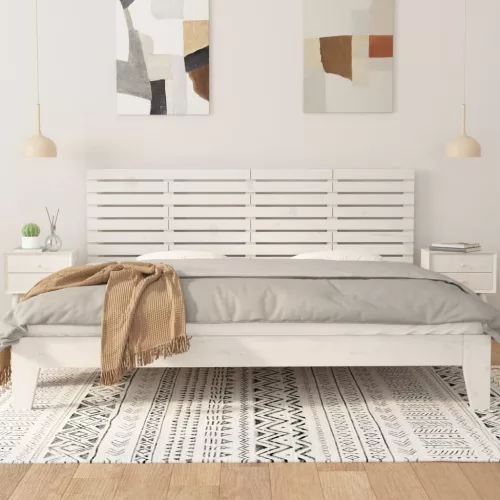 Fehér tömör fenyőfa fali fejtámla 206 x 3 x 63 cm