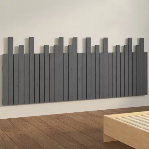 Szürke tömör fenyőfa fali fejtámla 204 x 3 x 80 cm